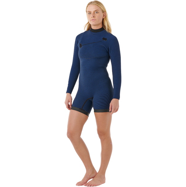 2026 Rip Curl Da Donna E-Bomb 2/2mm Zip Free Manica Lunga Muta Primaverile 149WSP - Black